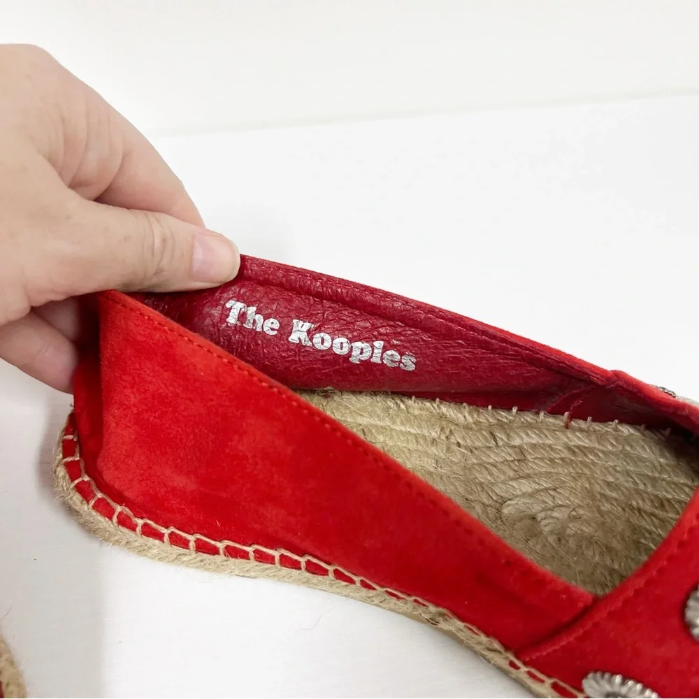 The Kooples Red Suede Studded Espadrilles 38 8